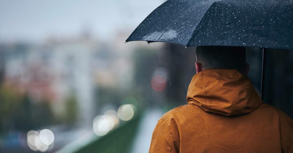 Folding Umbrella In the City Rain