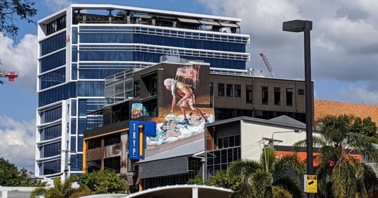 Vibrant Fortitude Valley nightlife showcasing eclectic dining and modern architecture.