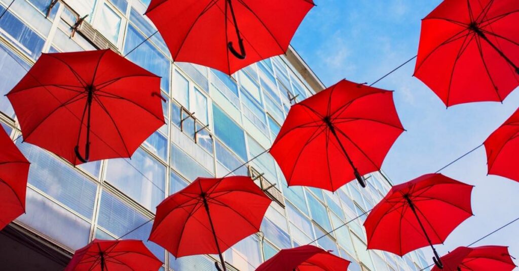 Red Umbrellas Decoration